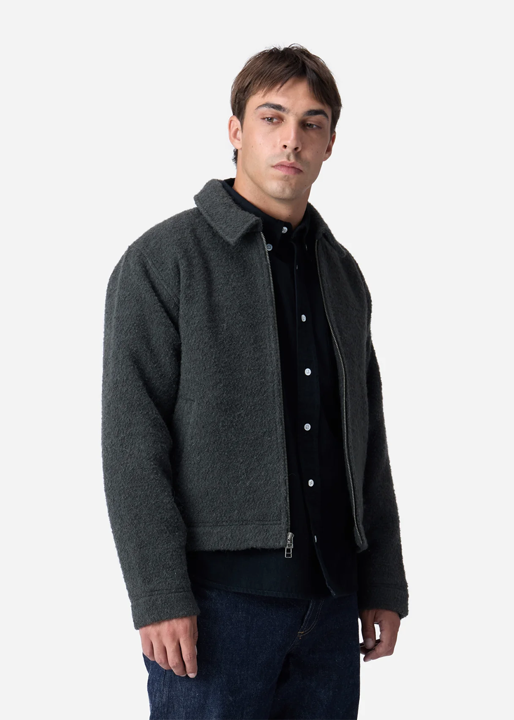 Boucle Club Jacket - Charcoal - 3sixteen Canada - Danali