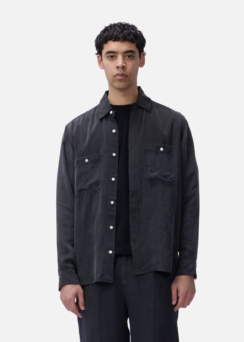 Cupro Utility Shirt - Black - 3sixteen Canada - Danali