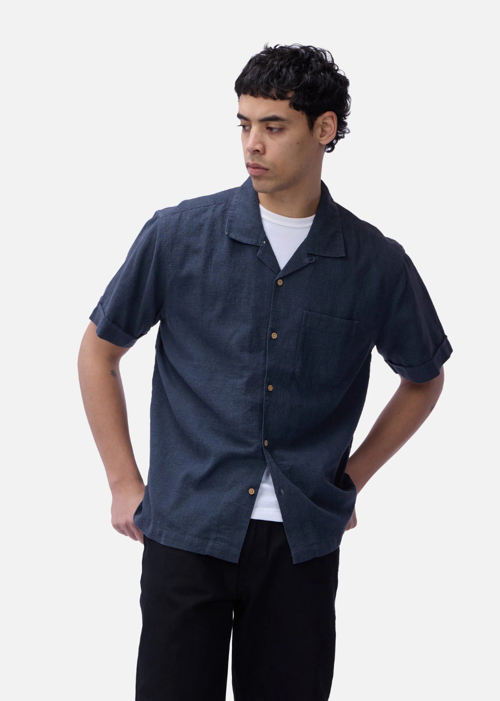 Linen Vacation Shirt - Blue - 3sixteen Canada - Danali