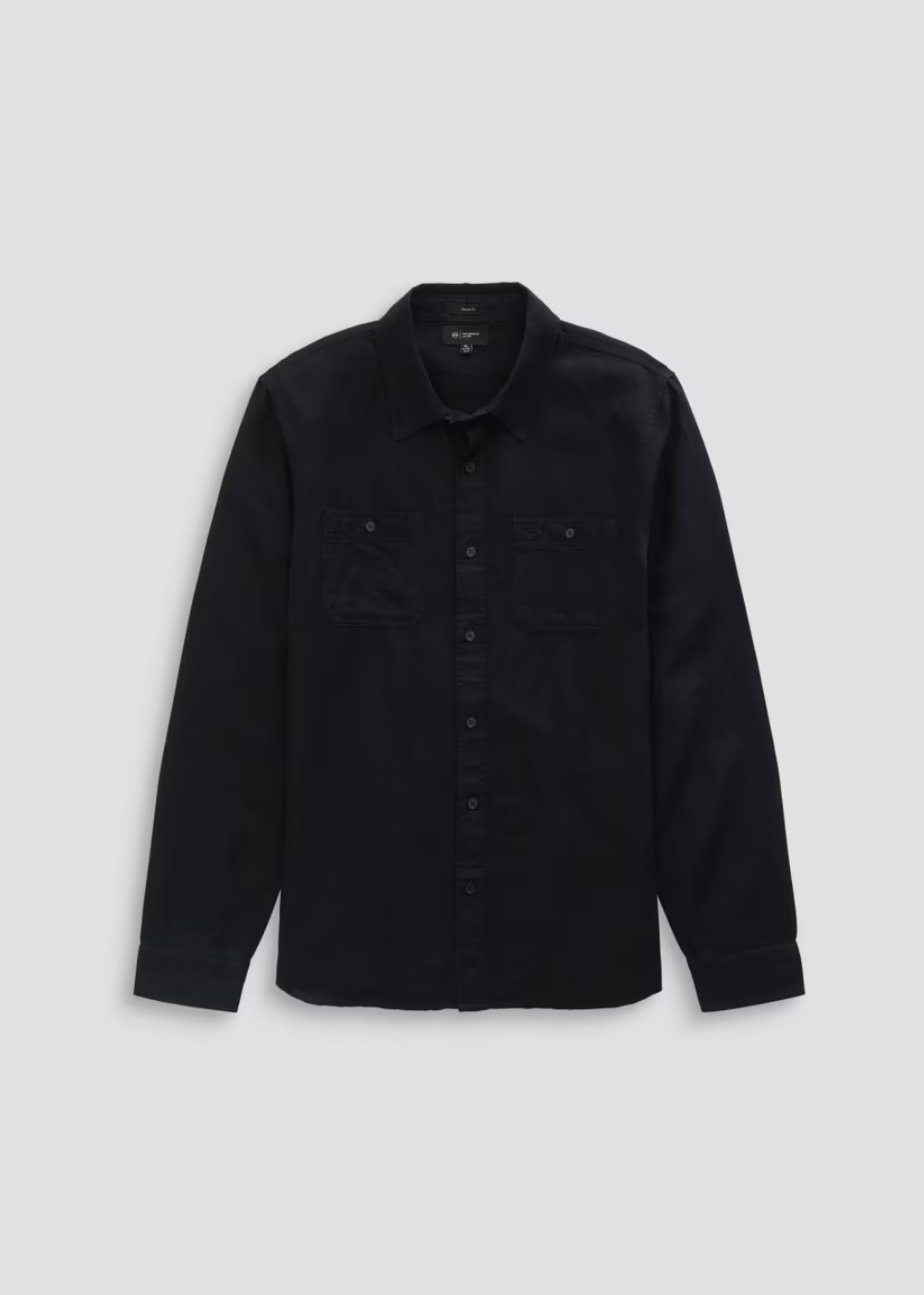 Black long-sleeve shirt on a light gray background