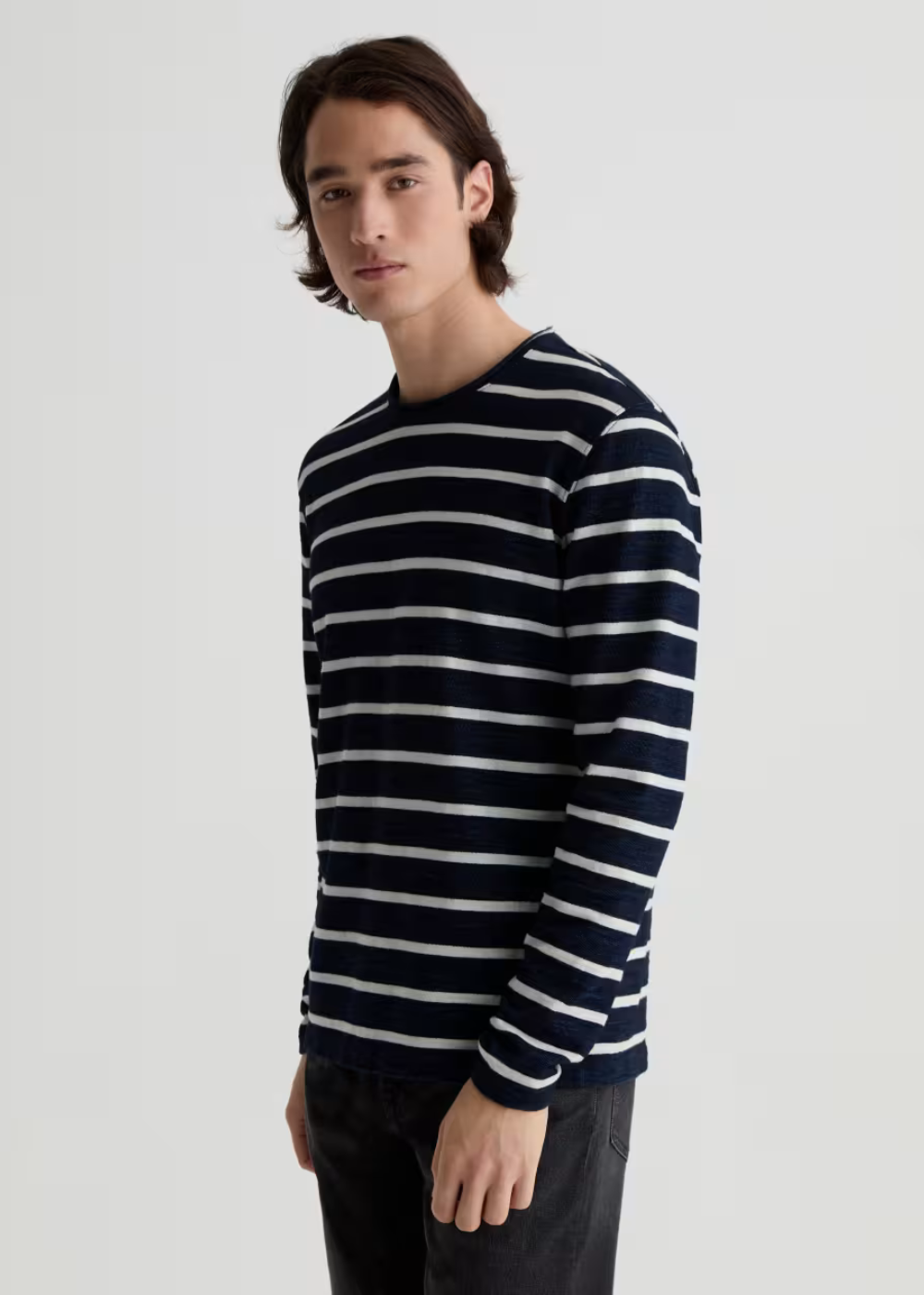 Danny Long Sleeve T-Shirt - Navy/Natural Stripe - AG Jeans Canada - Danali - 71683IWYNNTS