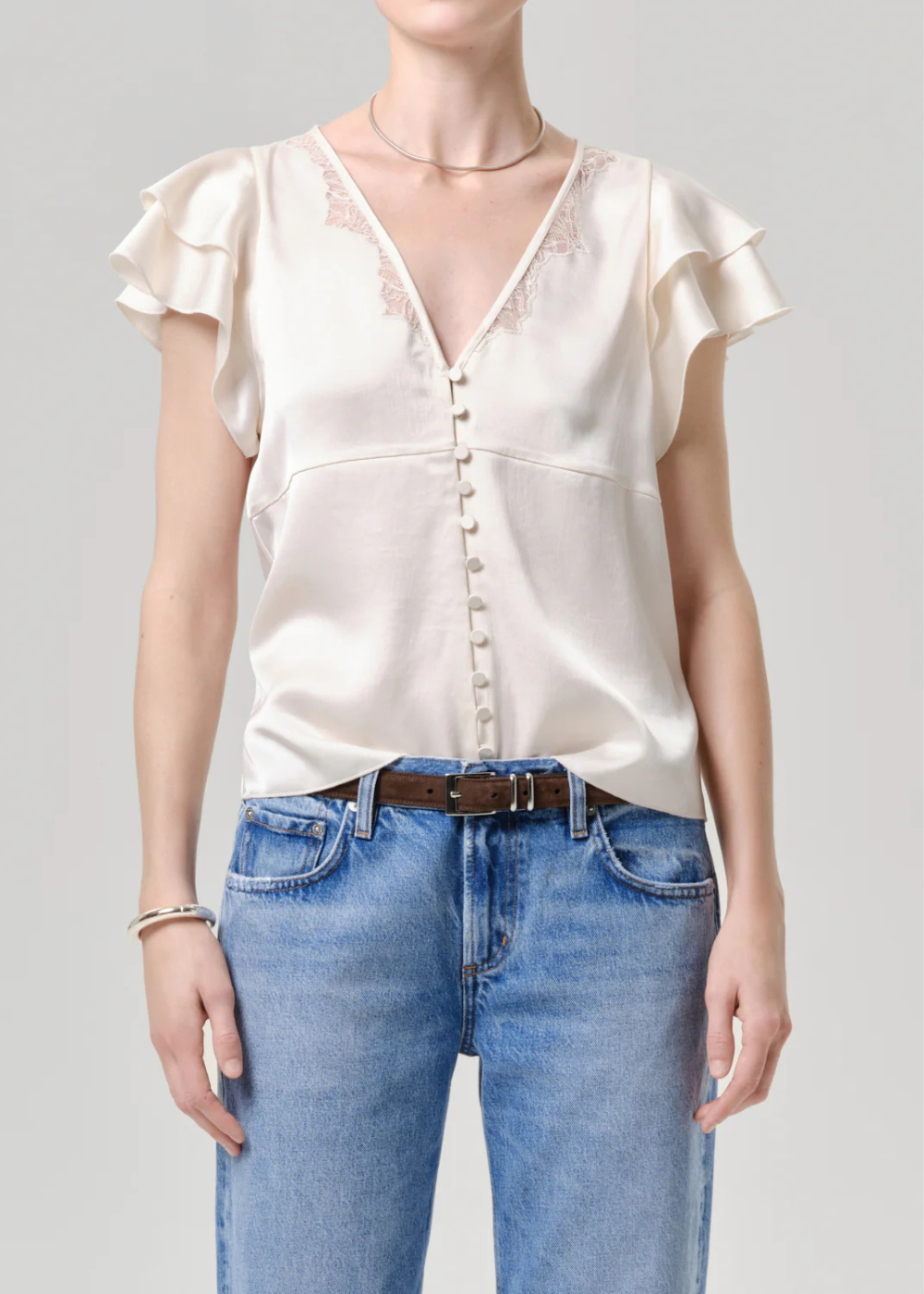 Lola Flutter Lace Sleeve Top - Cream - Citizens of Humanity Canada - Danali - 9520-1904_CRM