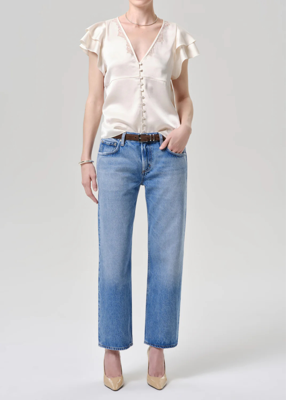 Lola Flutter Lace Sleeve Top - Cream - Citizens of Humanity Canada - Danali - 9520-1904_CRM