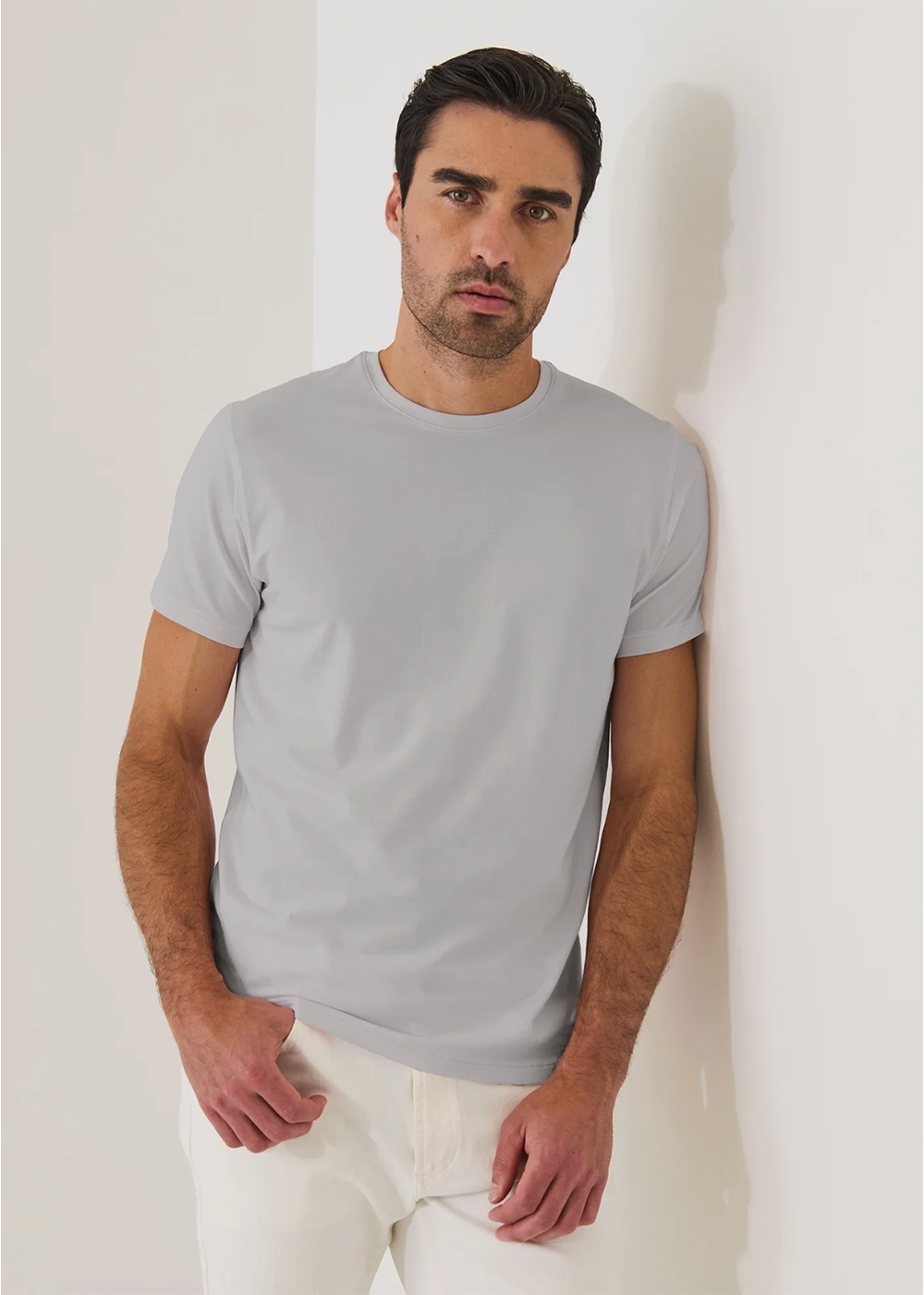 Iconic Pima Cotton Stretch Crew T-Shirt - Mellow Grey - Patrick Assaraf Canada - Danali - 99A08CB