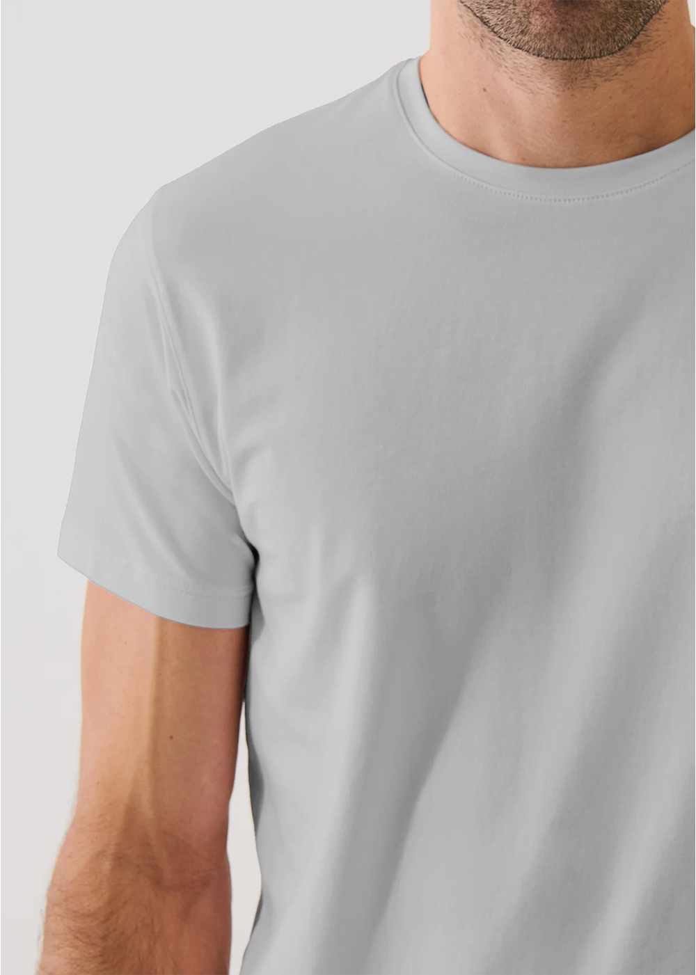 Iconic Pima Cotton Stretch Crew T-Shirt - Mellow Grey - Patrick Assaraf Canada - Danali - 99A08CB