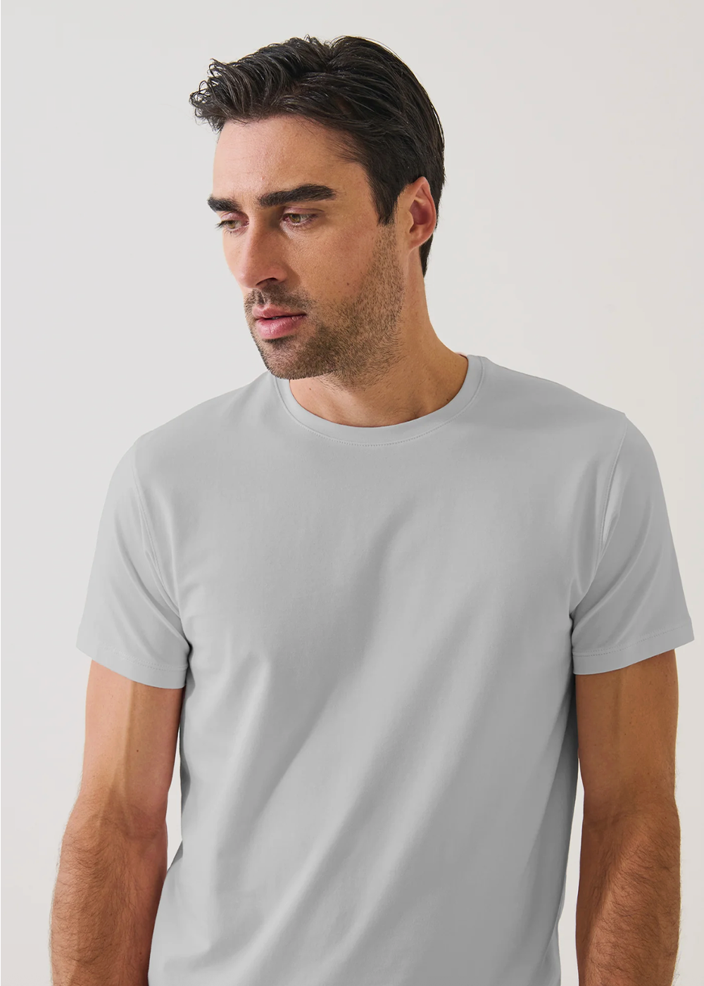 Iconic Pima Cotton Stretch Crew T-Shirt - Mellow Grey - Patrick Assaraf Canada - Danali - 99A08CB