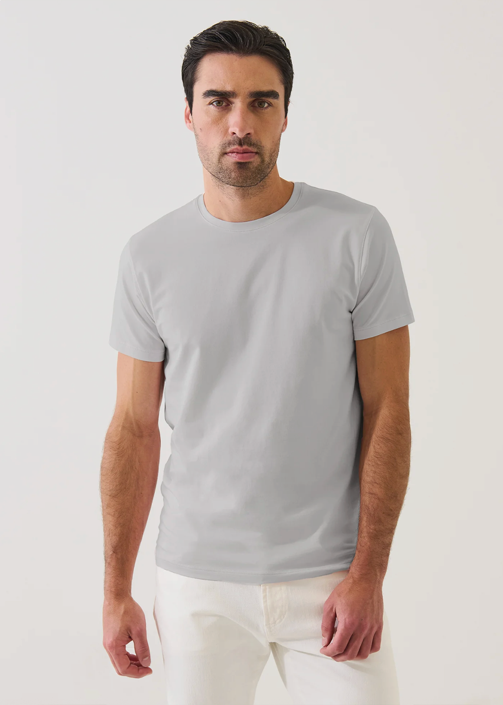 Iconic Pima Cotton Stretch Crew T-Shirt - Mellow Grey - Patrick Assaraf Canada - Danali - 99A08CB