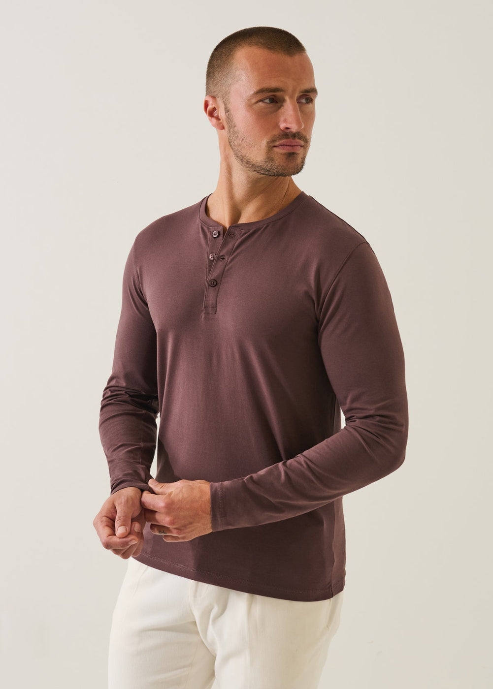 Iconic Pima Stretch Long Sleeve Henley T-Shirt