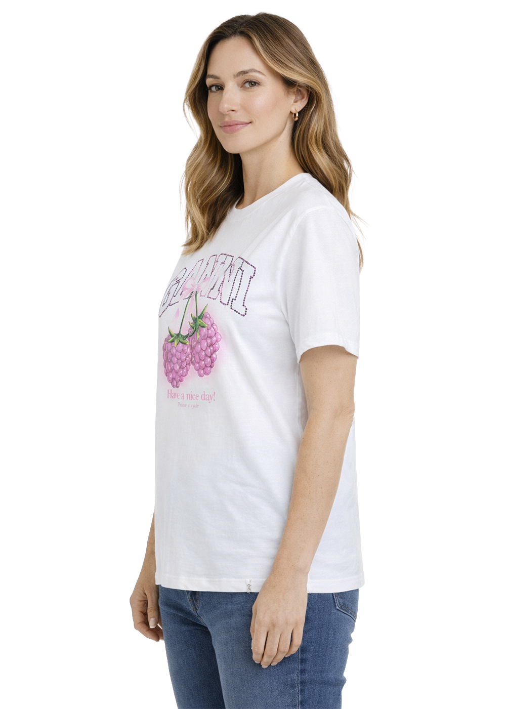 Heavy Cotton Jersey Raspberry T-Shirt - Bright White - GANNI Canada - Danali - A1050141