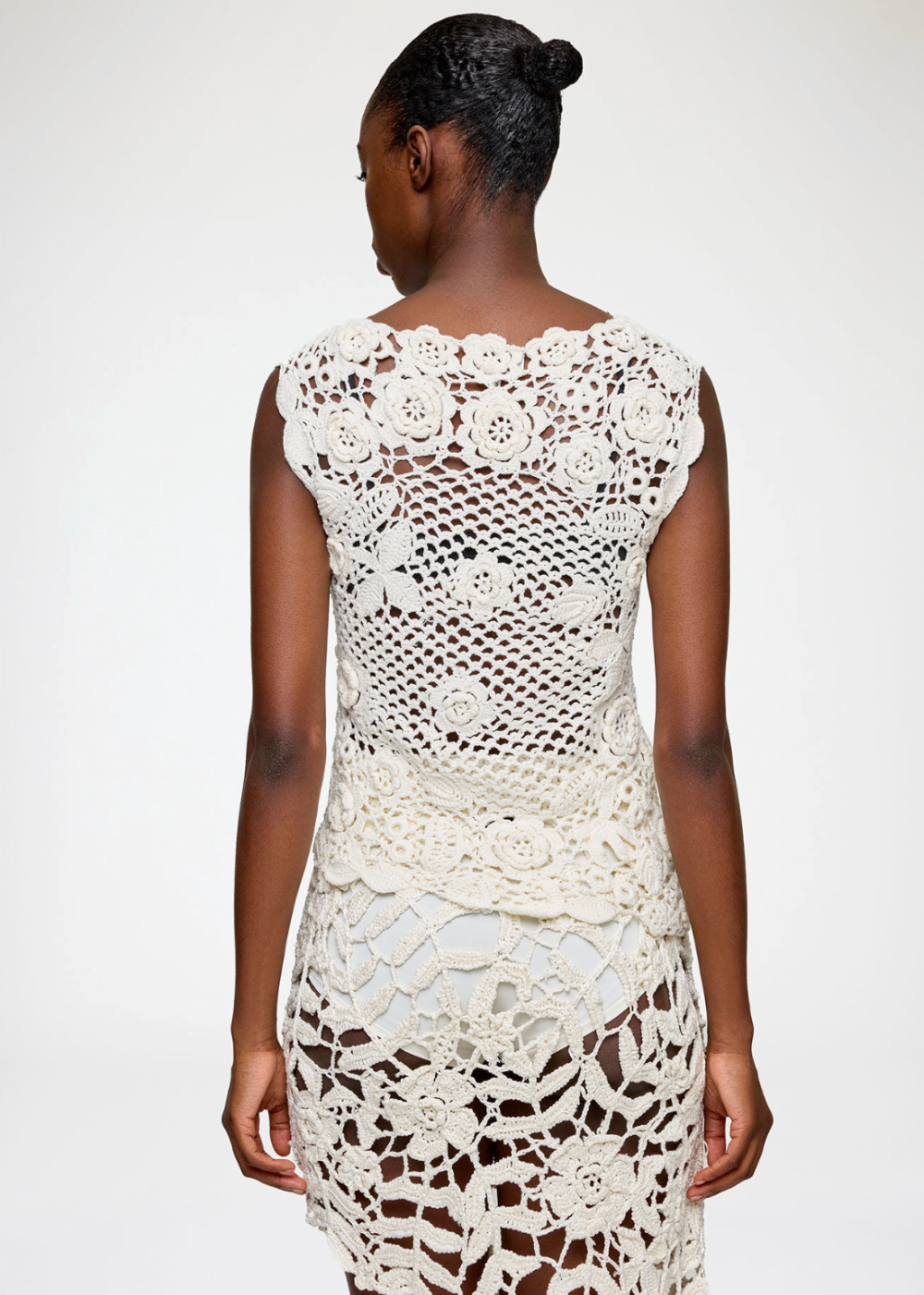 Cotton Crochet Knit Top - Egret - GANNI Canada - Danali - A1070128