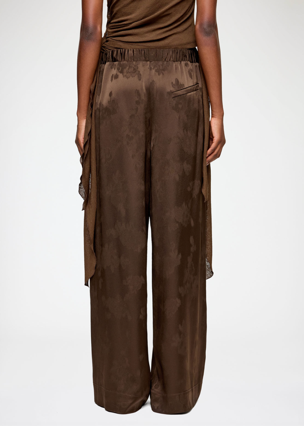 Fluid Satin Jacquard Elasticated Pants - Demitasse - GANNI Canada - Danali - A1080120
