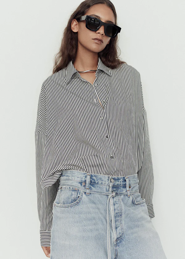 Roux Stripe Shirt - Black/White - AGOLDE Canada - Danali