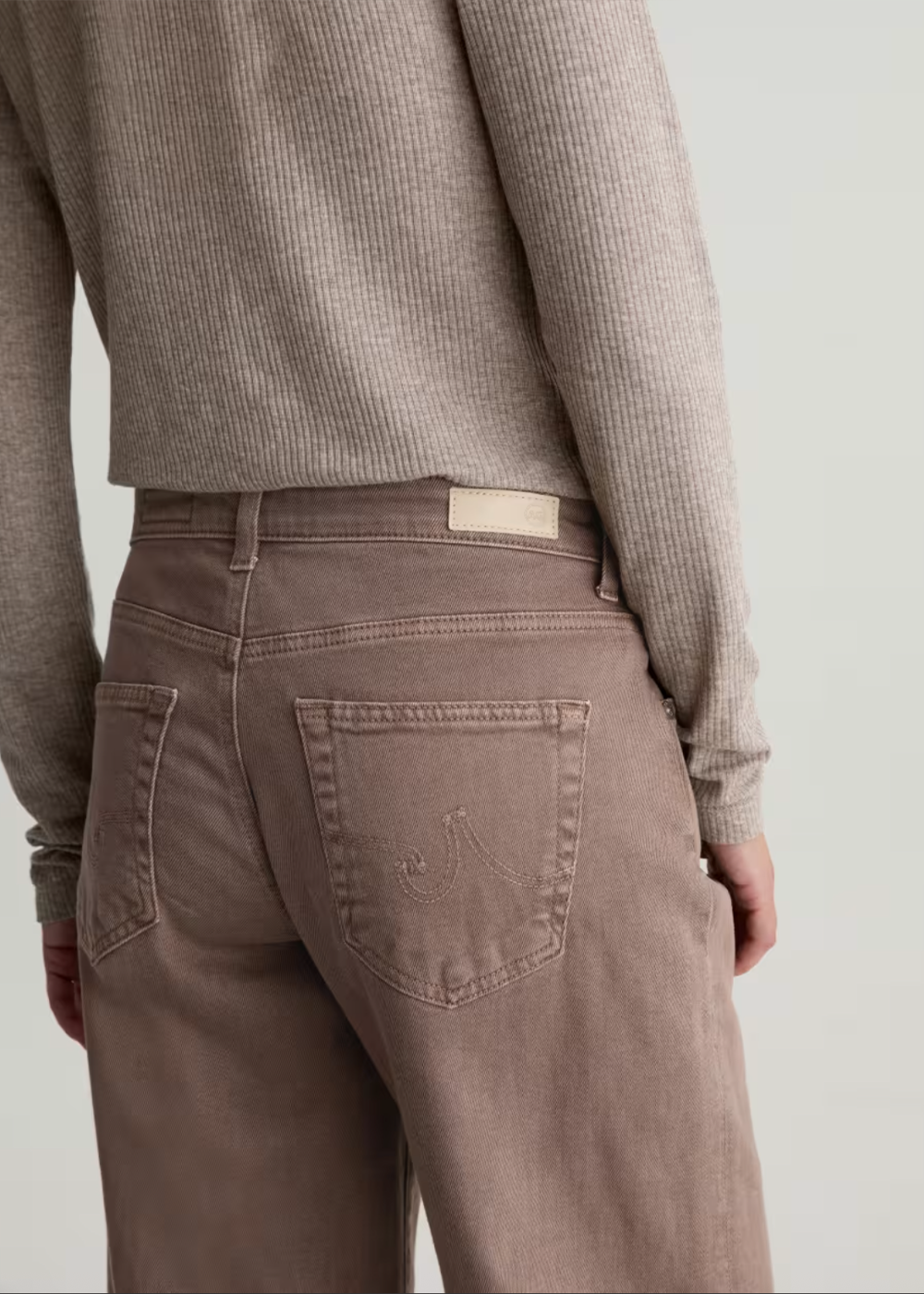 Adria Low Rise Wide Leg Jean - Sulfur Taupe Grey - AG Jeans Canada - Danali