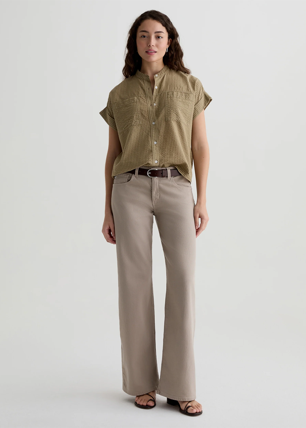 AG Jeans Adria Mid Rise Baggy Jean Simple Taupe - Danali