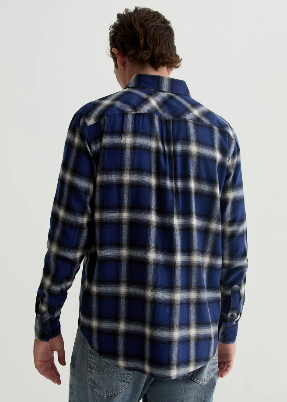 Aiden Brushed Check Plaid Shirt - Blue Multi - AG Jeans Canada - Danali