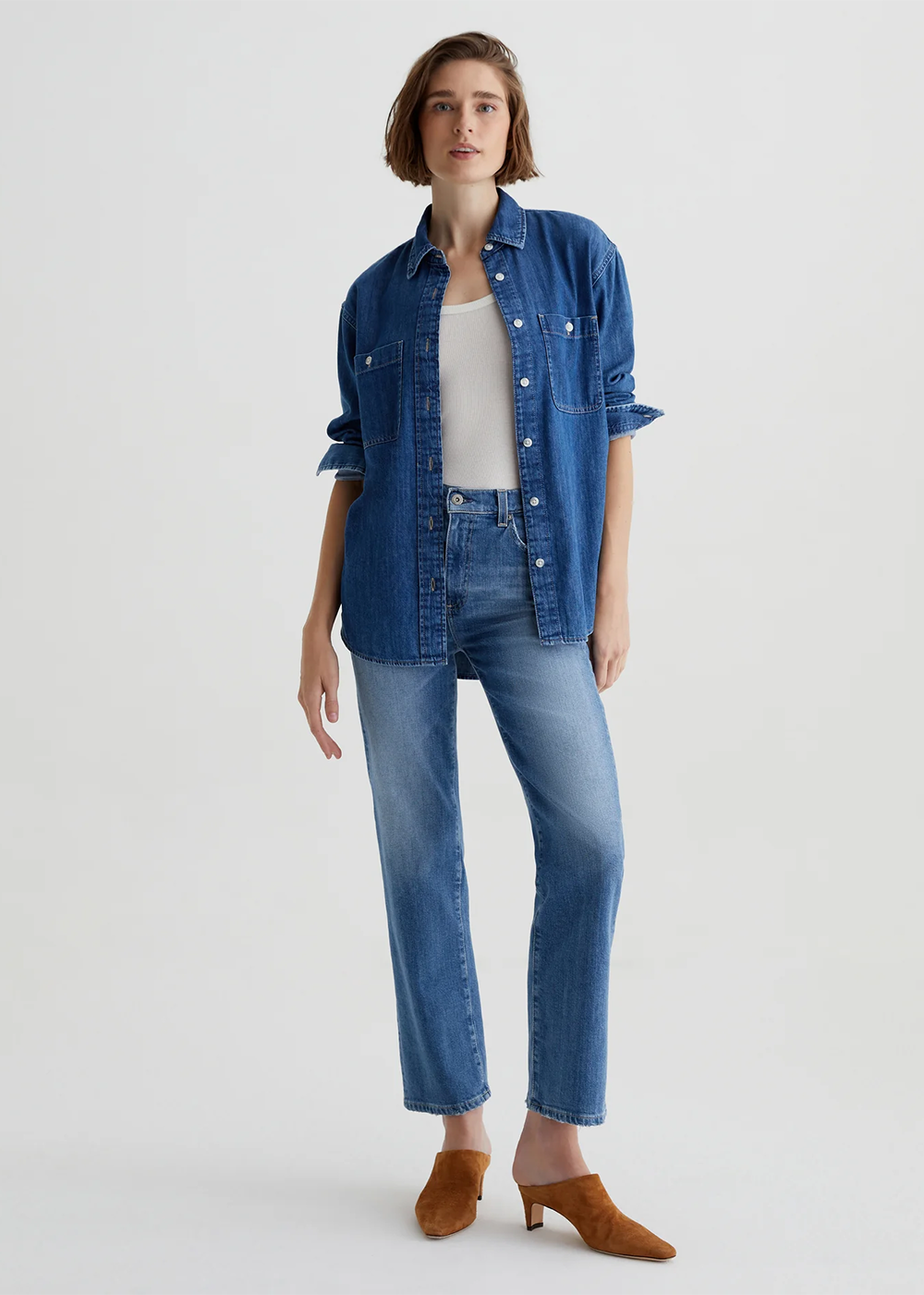 AG Jeans Brinley Mid Rise Straight Jean Iris - AG Jeans Canada -Danali