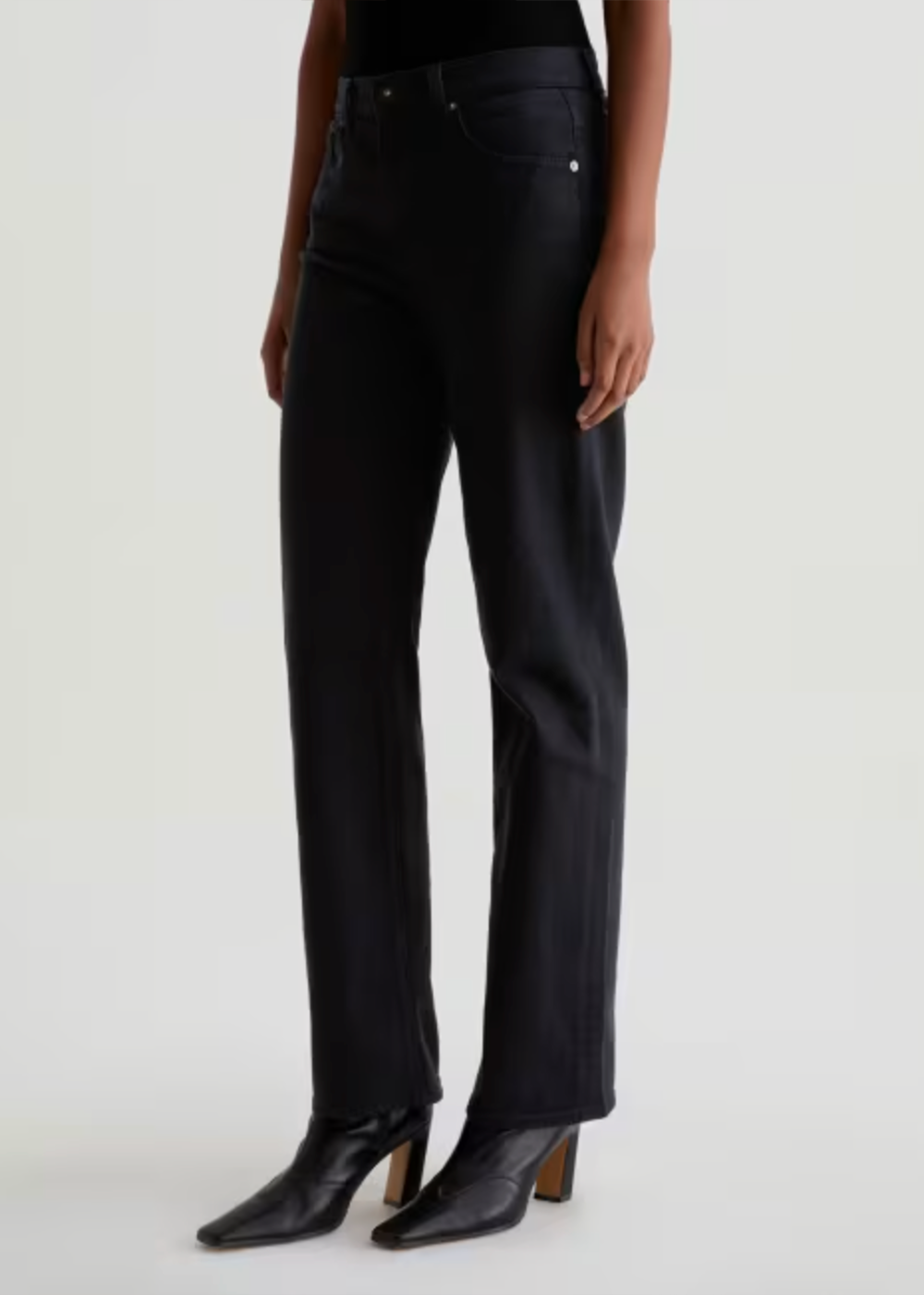 Brinley Mid Rise Straight Leg Jean - Super Black - AG Jeans Canada - Danali