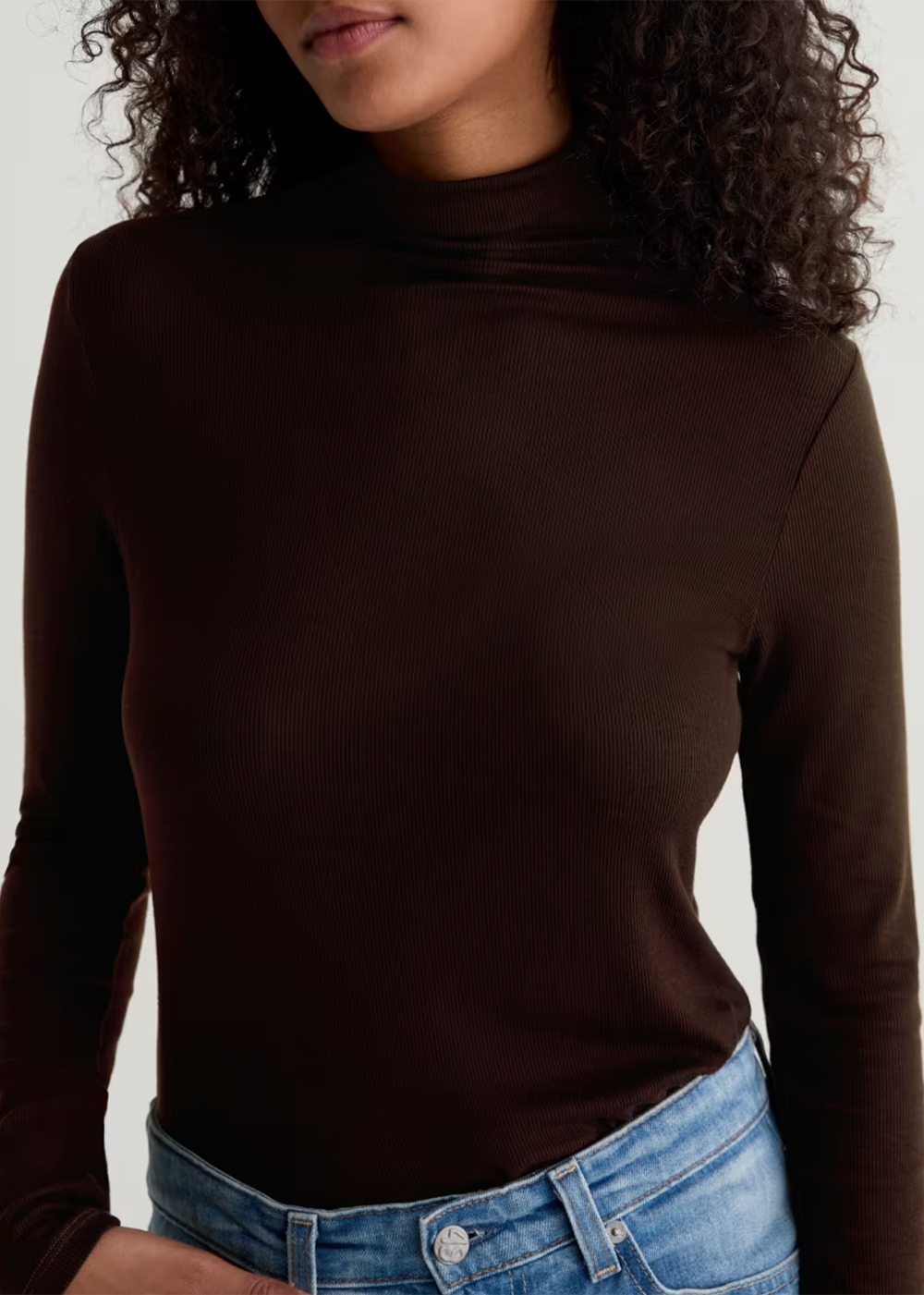 Chels Turtleneck T-Shirt - Coffee Bean - AG Jeans Canada - Danali