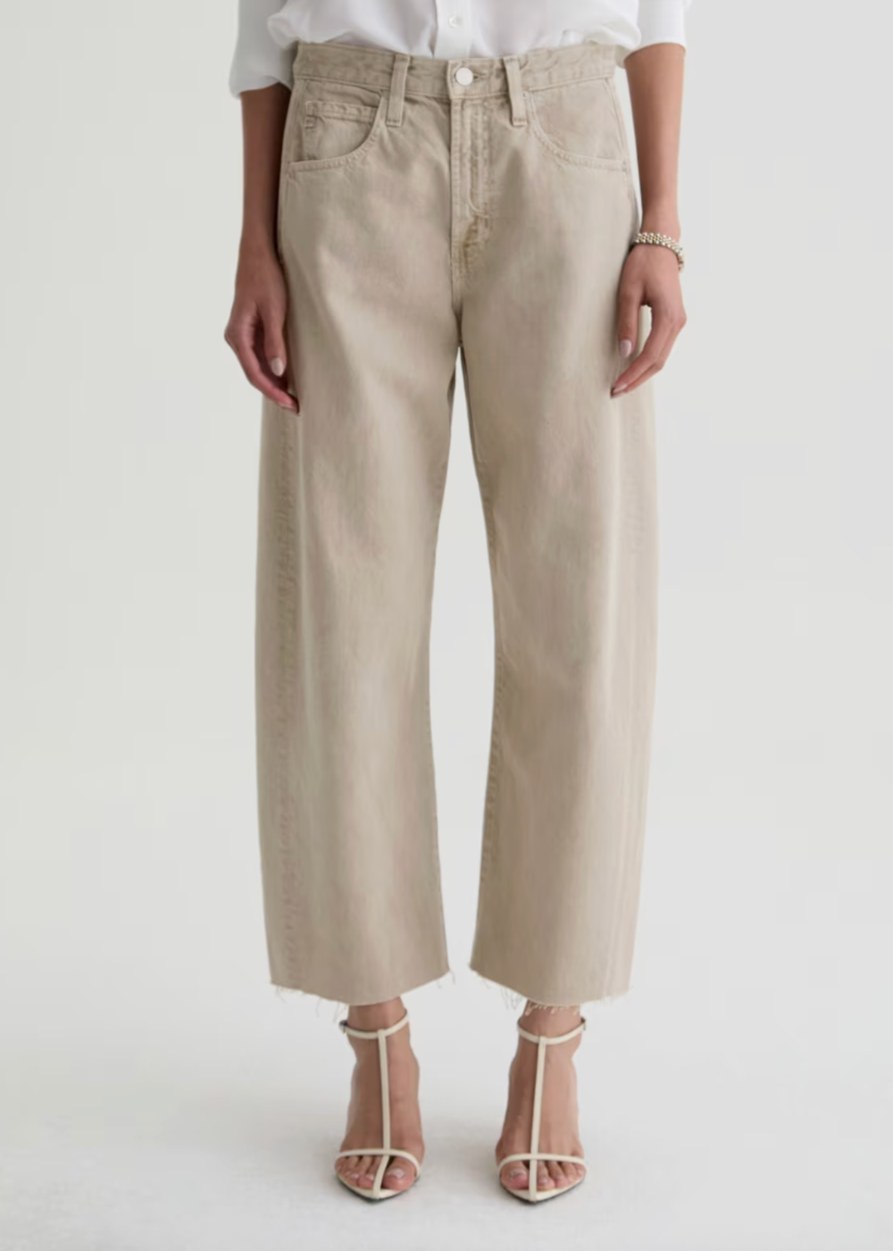 Hattie Crop Barrel Pant - Sulfur Light Taupe - AG Jeans Canada - Danali
