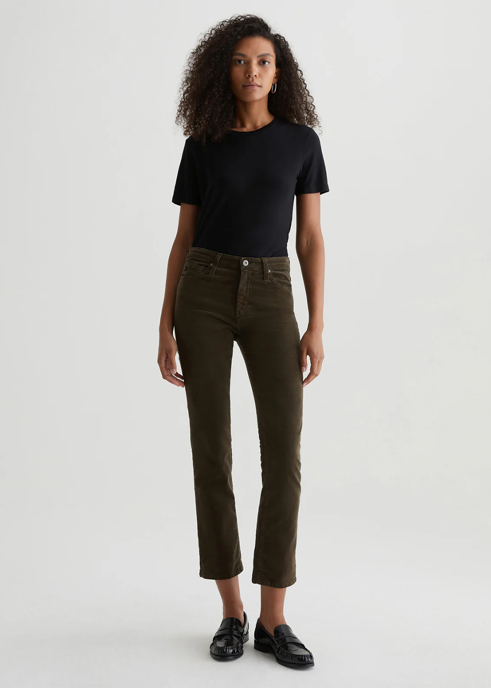 Mari Corduroy Mid-Rise Slim Straight - Rich Umber - AG Jeans Canada - Danali