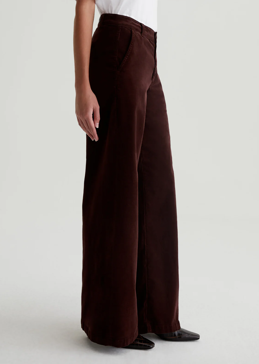 Stella Mid Rise Corduroy Palazzo Pant - Alpine Bark - AG Jeans Canada - Danali