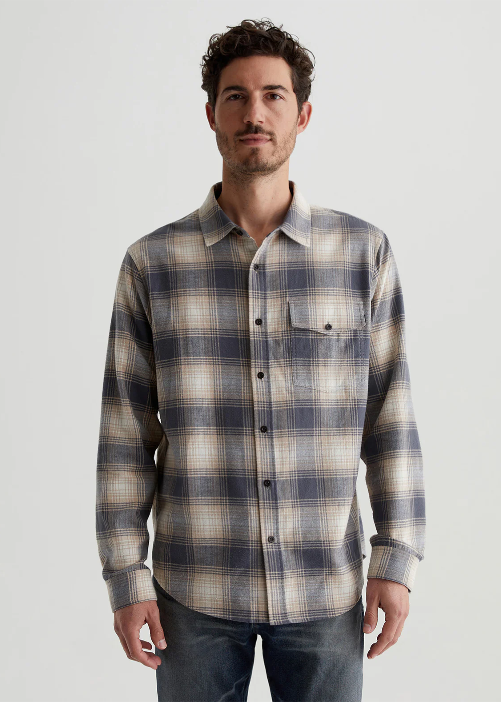 Wesley Shadow Plaid Shirt - Dark Grey Multi - AG Jeans Canada - Danali