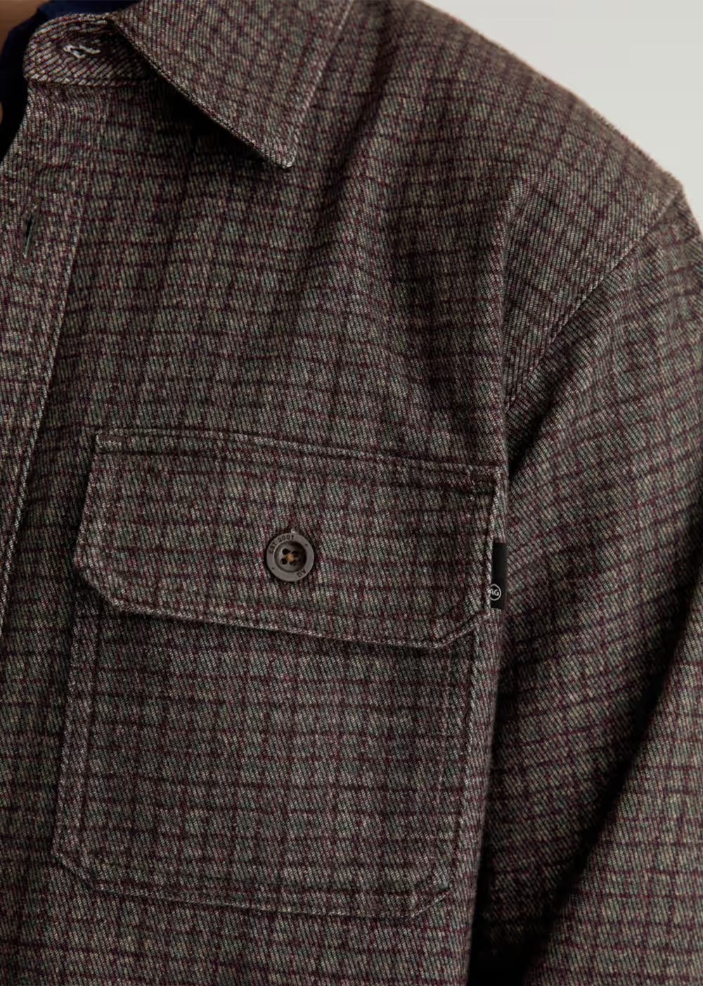 Wesley Tweedy Houndstooth Utility Shirt - Maroon Multi - AG Jeans Canada - Danali