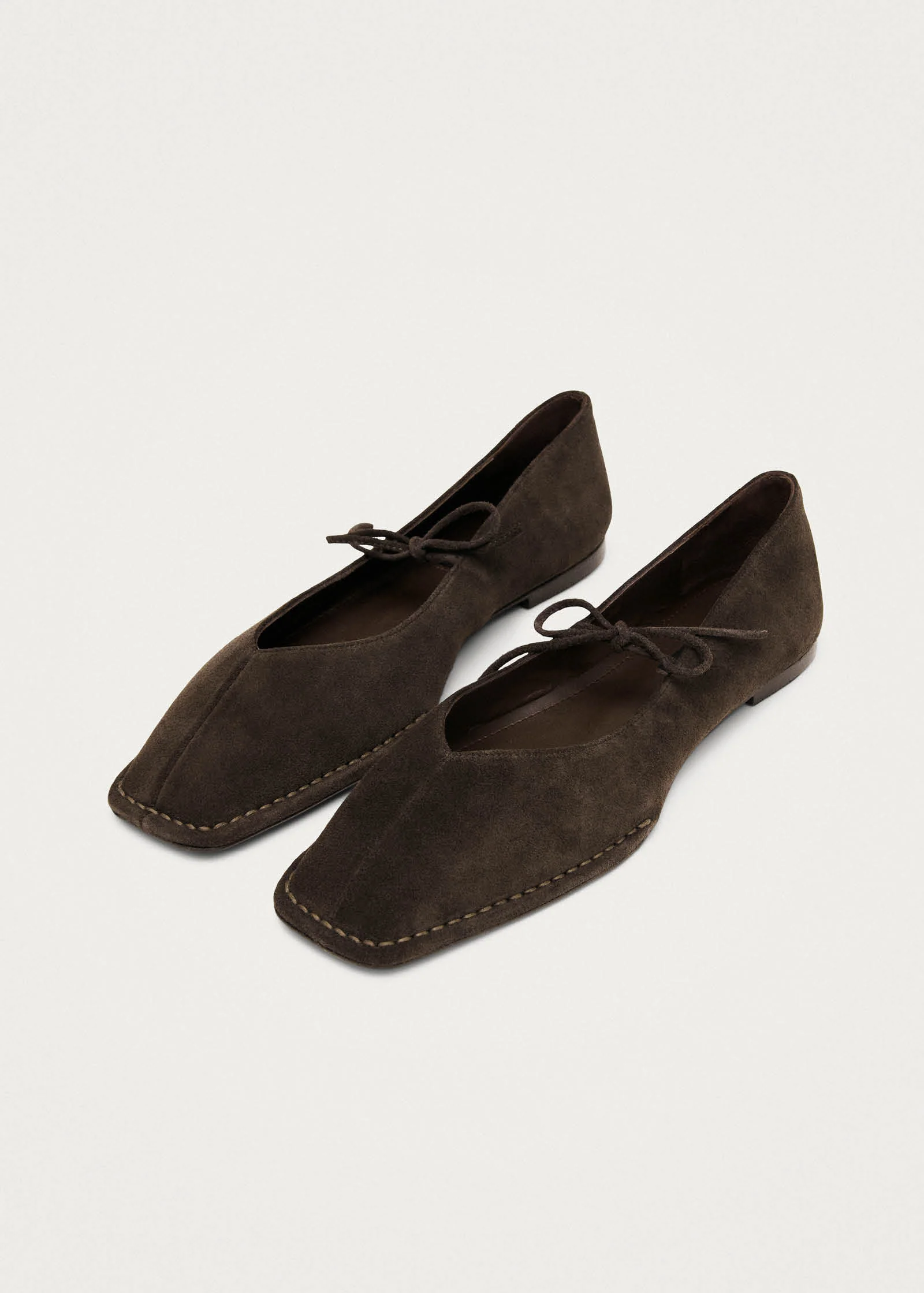 Sway Suede Leather Ballet Flats - Coffee Brown - Alohas Canada - Danali