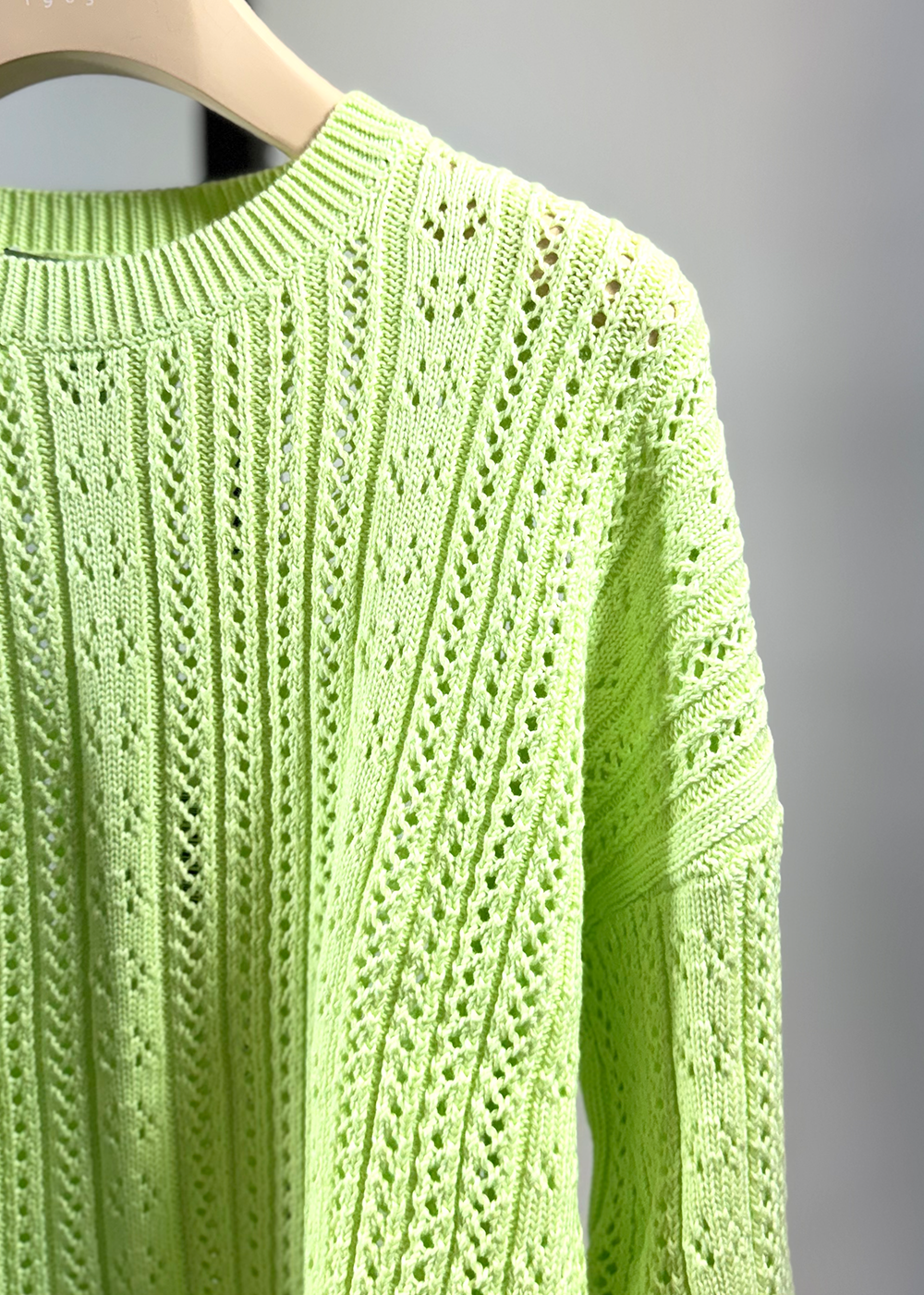 Cropped Bell Sleeve Pointelle Sweater - Aloe - Autumn Cashmere Canada - Danali