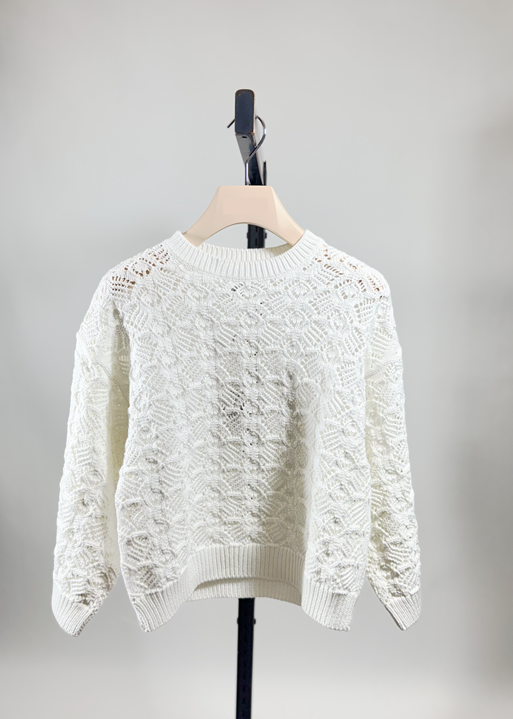 Open Pointelle Stitch Dolman Sweater - Bleach White - Autumn Cashmere Canada - Danali