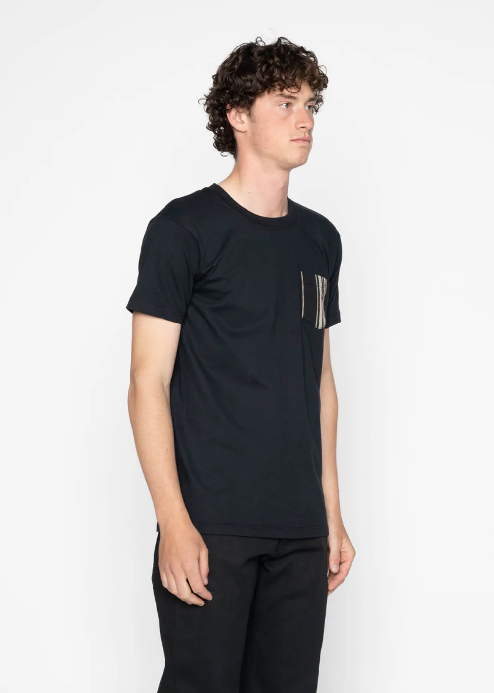 Pocket Tee Indigo Jacquard - Black - Naked and Famous Denim Canada - Danali - B03139520-BLK