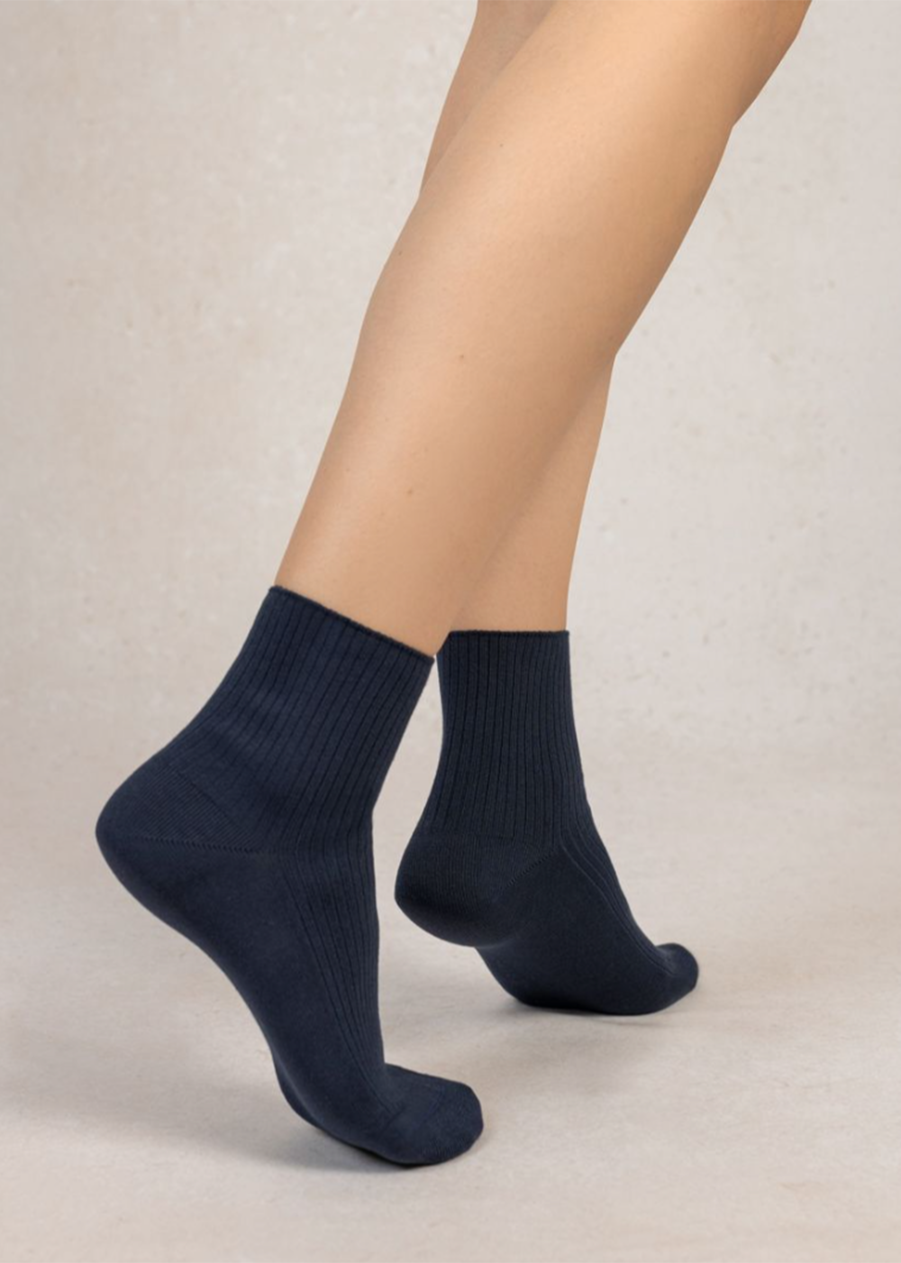 Ribbed Ankle Socks - Dark Blue Denim - Bleuforet Canada - Danali