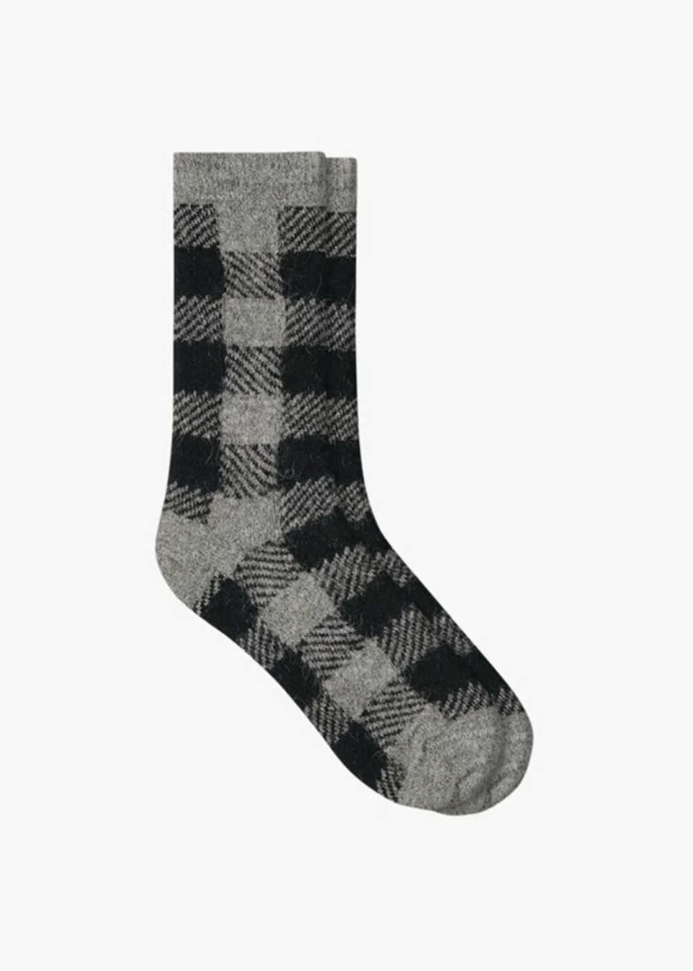 Tartan Pattern Alpaca Wool Socks - Flannel Grey - Bleuforet Canada - Danali