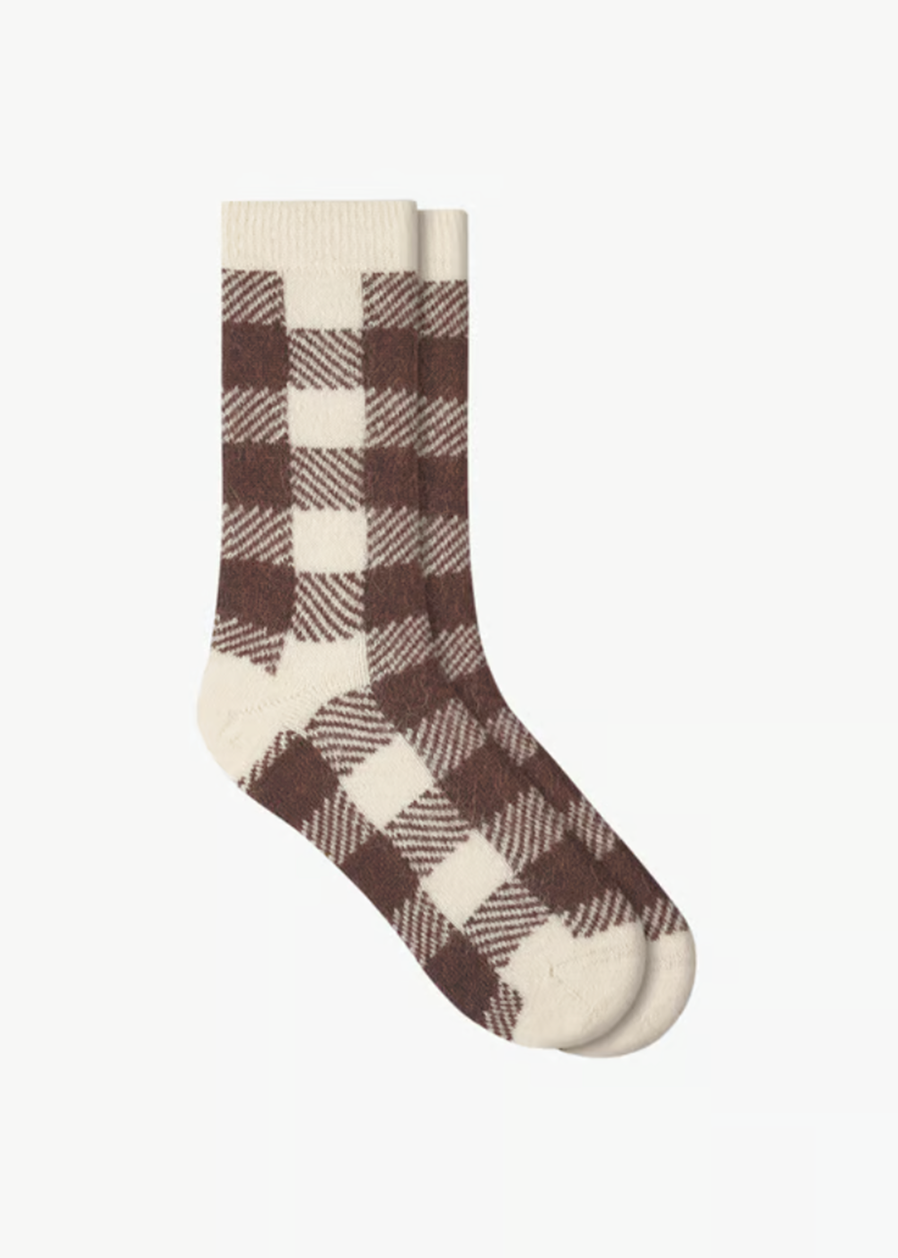 Tartan Pattern Alpaca Wool Socks - Off White - Bleuforet Canada - Danali