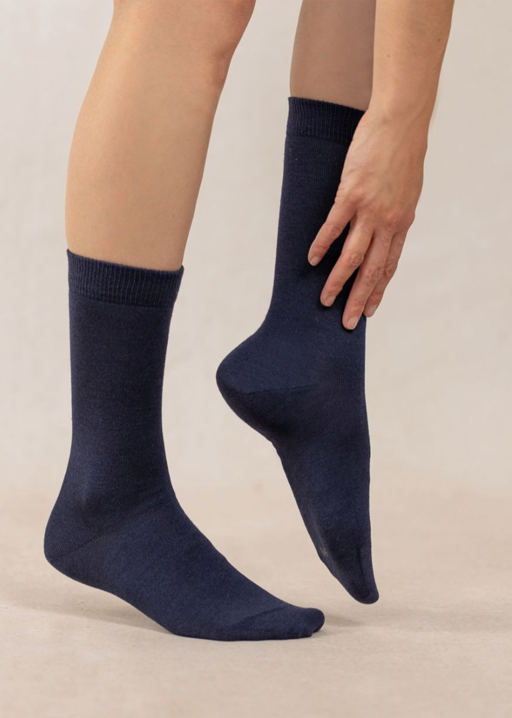 Wool & Silk Jersey Socks - Ink Blue - Bleuforet Canada - Danali