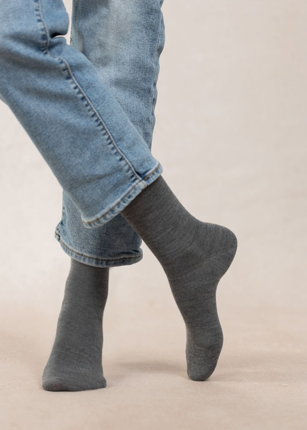 Wool & Silk Jersey Socks - Marled Grey - Bleuforet Canada - Danali