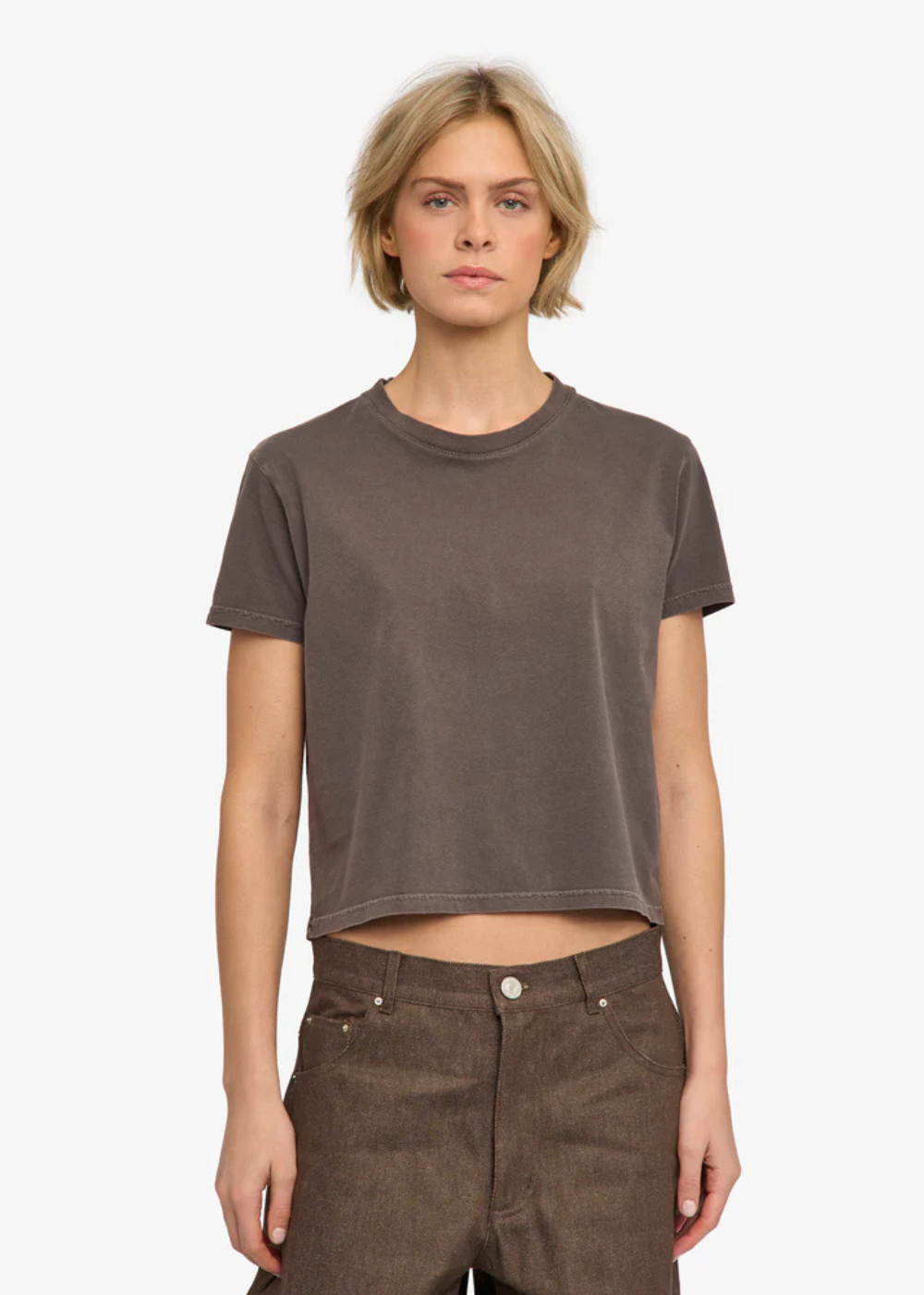 Organic Boxy Crop Tee - Faded Mud - Colorful Standard Canada - Danali - CS2057