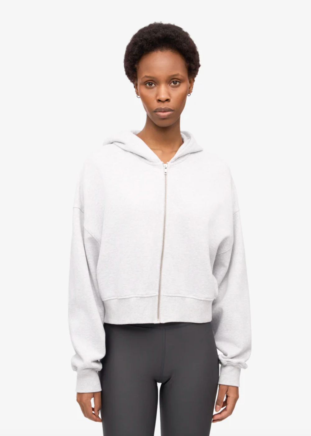 Organic Crop Zip Hoodie - Snow Melange - Colorful Standard Canada - Danali - CS2059