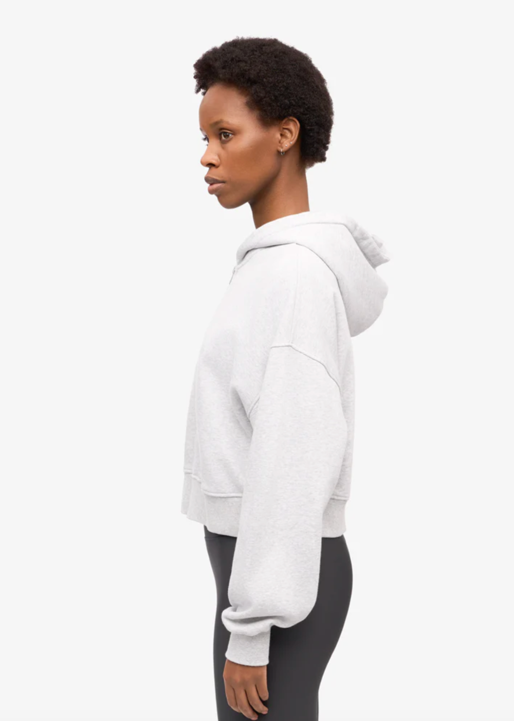 Organic Crop Zip Hoodie - Snow Melange - Colorful Standard Canada - Danali - CS2059