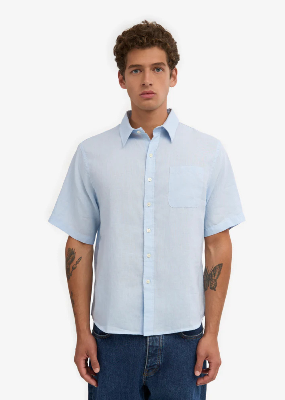 Linen Short Sleeve Shirt - Polar Blue - Colorful Standard Canada - Danali - CS4010 - 01