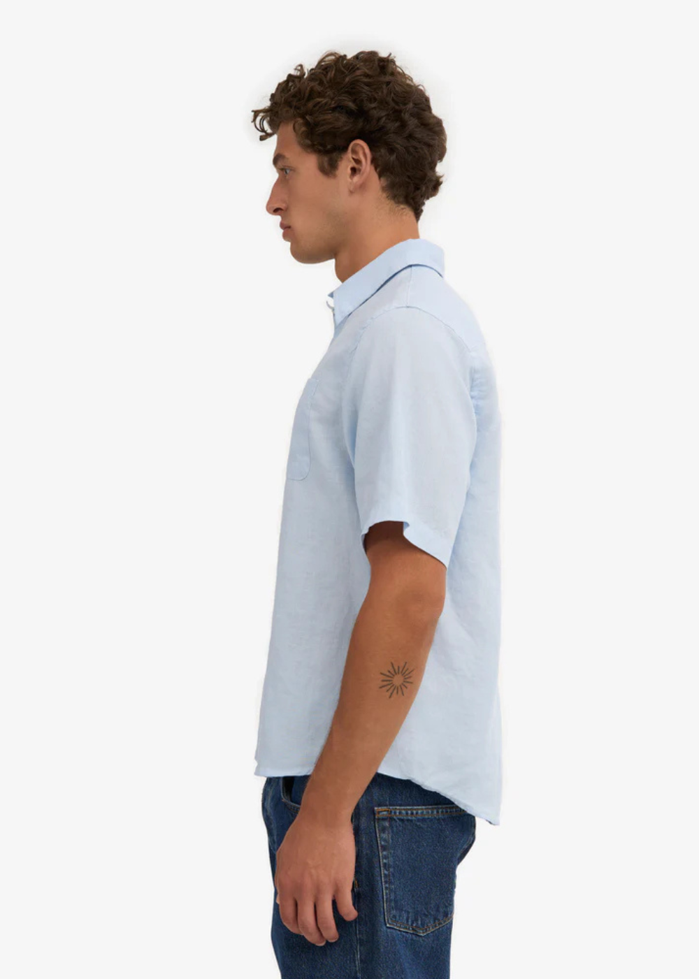 Linen Short Sleeve Shirt - Polar Blue - Colorful Standard Canada - Danali - CS4010 - 02