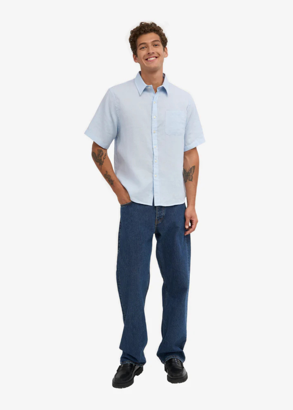 Linen Short Sleeve Shirt - Polar Blue - Colorful Standard Canada - Danali - CS4010 - 04