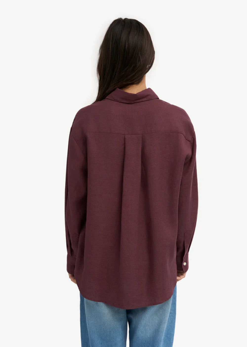 Linen Oversized Shirt - Oxblood Red - Colorful Standard Canada - Danali -CS4011 - 03