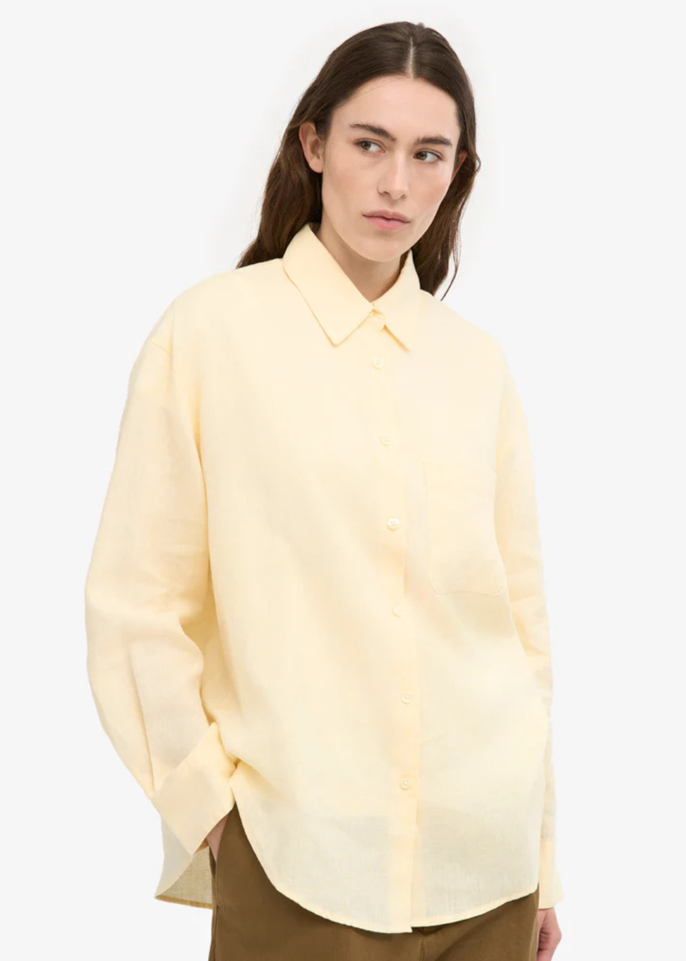 Linen Oversized Shirt - Soft Yellow - Colorful Standard Canada - Danali - CS4011 - 05