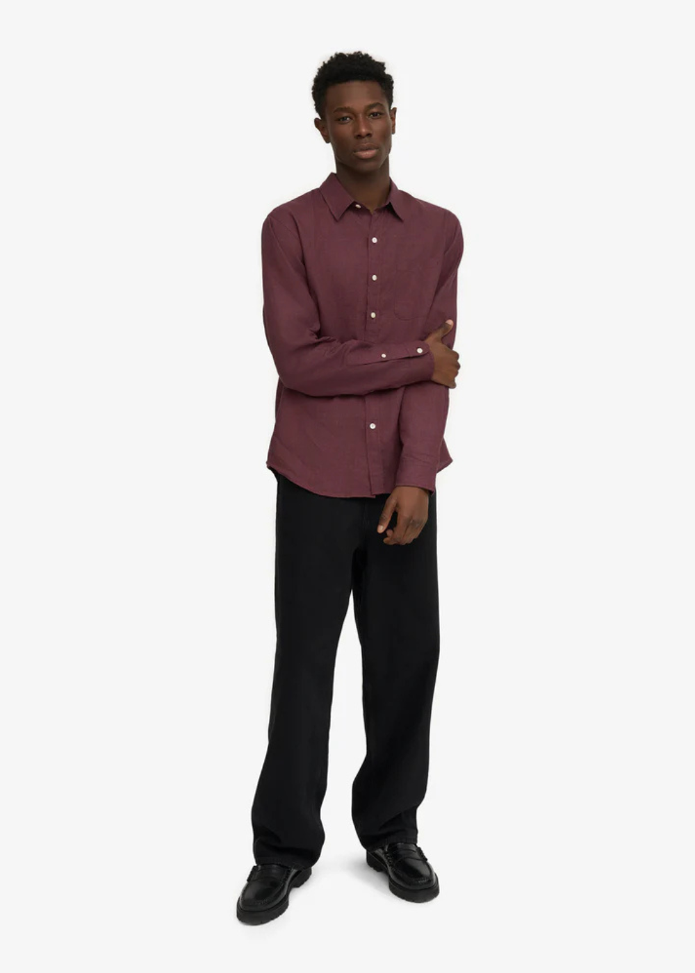Organic Linen Shirt - Oxblood Red - Colorful Standard Canada - Danali -CS4012