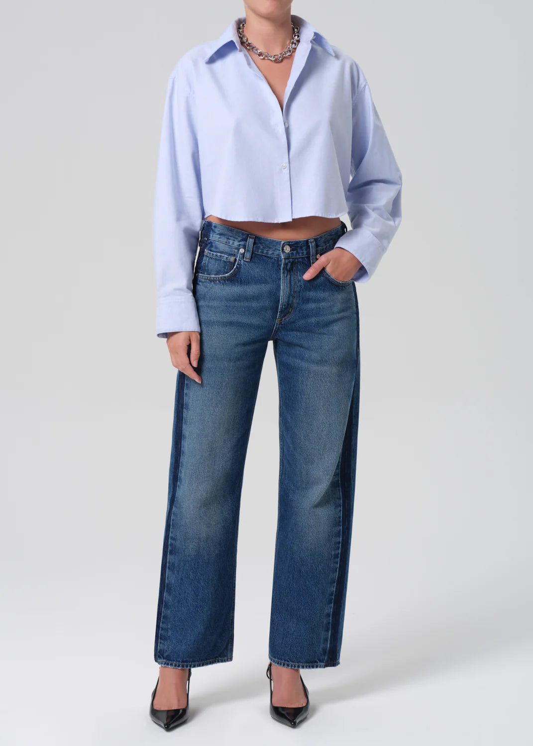 Ana Cropped Shirt - Blue - Citizens of Humanity Canada - Danali