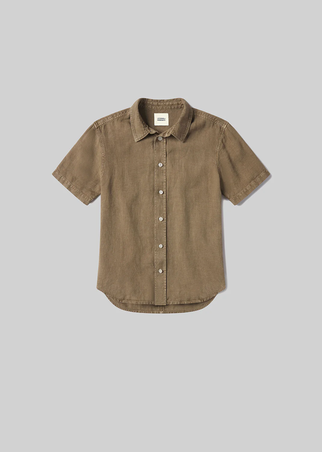 Cairo Short Sleeve Linen Shirt - Dark Khaki - Citizens of Humanity Canada - Danali
