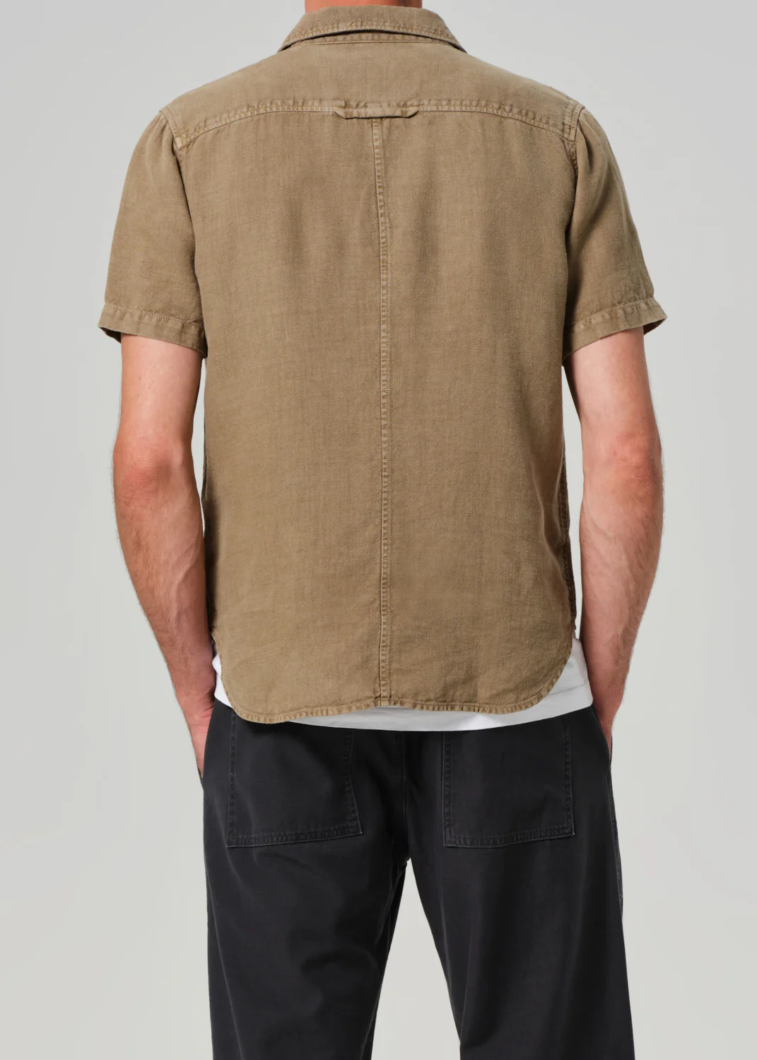 Cairo Short Sleeve Linen Shirt - Dark Khaki - Citizens of Humanity Canada - Danali