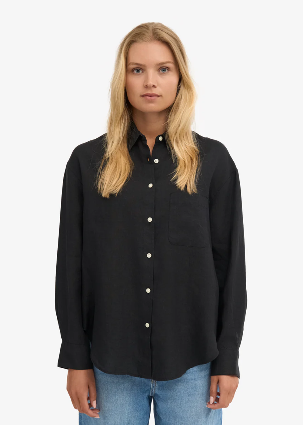 Colorful Standard Organic Linen Oversized Shirt Deep Black - Danali