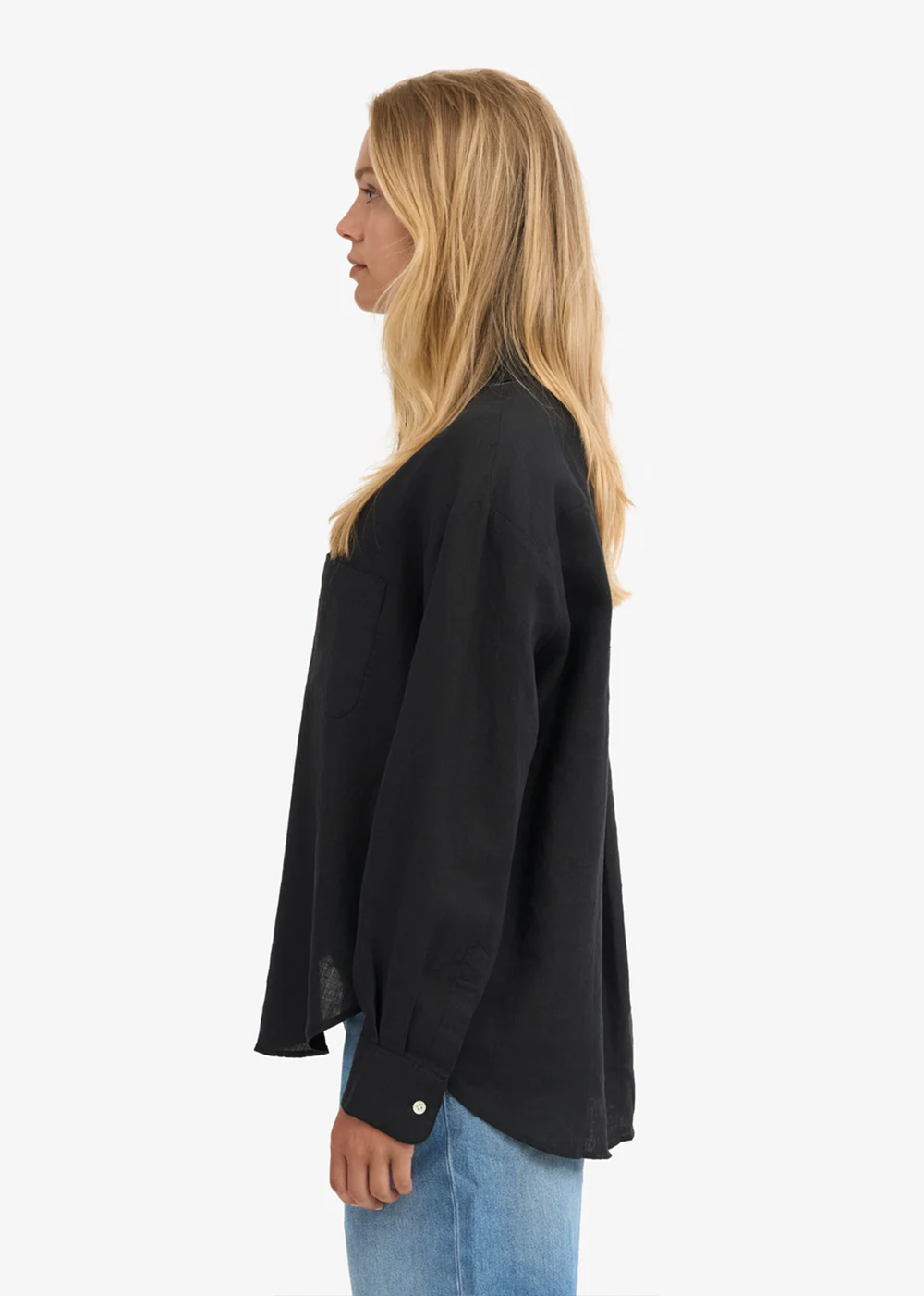Colorful Standard Organic Linen Oversized Shirt Deep Black - Danali